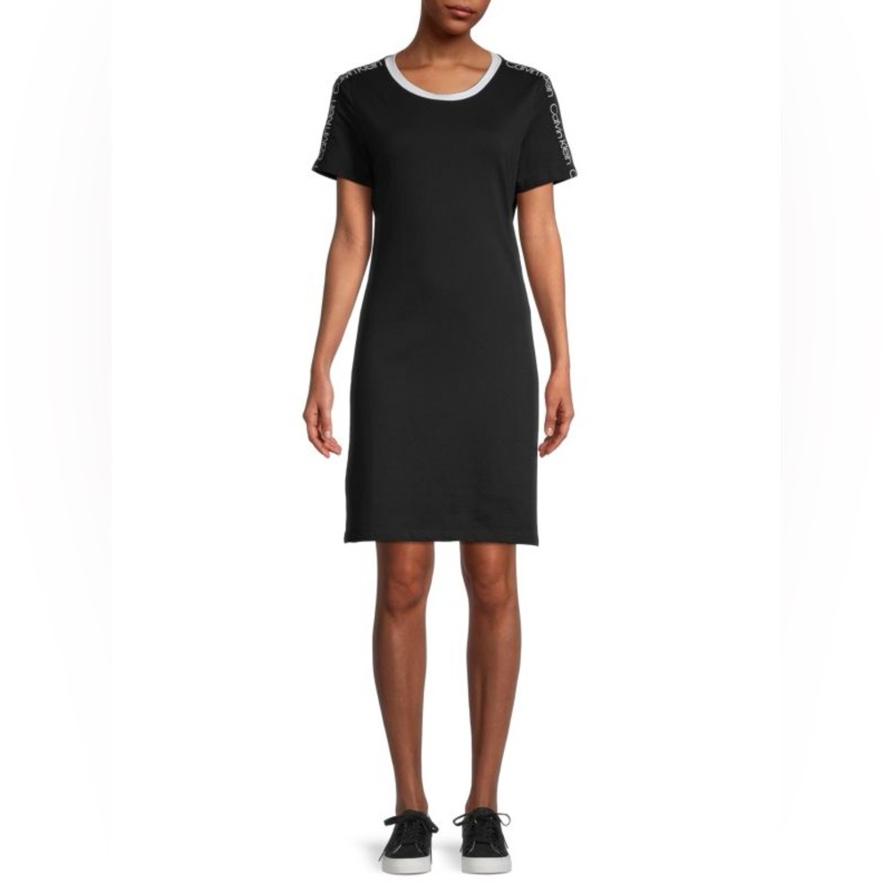 CALVIN KLEIN LOGO TAPE T-SHIRT DRESS LARGE